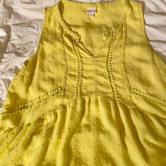 Merona Womens Blouse Yellow Sleeveless V Neck Lrg - Picture 5 of 10